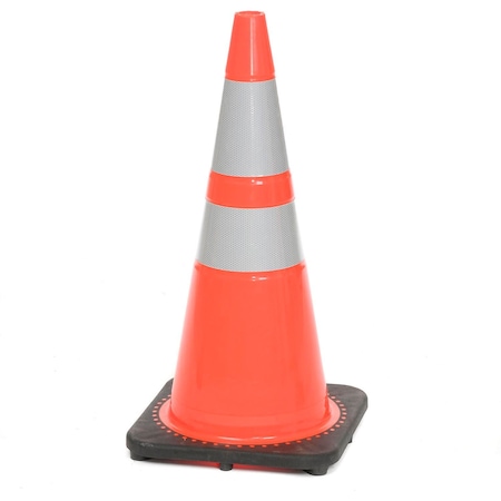 Cortina Safety Products Traffic Cone, Vinyl, 28 in Height, 28 in Length, Black/Orange 03-500-10